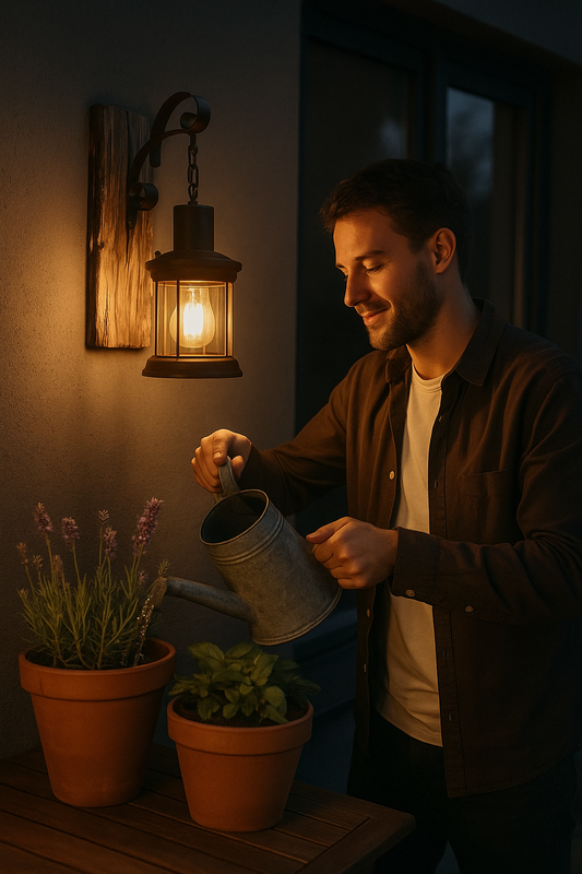 LOFTSOUL™ Vintage Wandleuchte – Wandlampe im Industrial Design aus Holz & Metall (E27, mit Leuchtmittel)