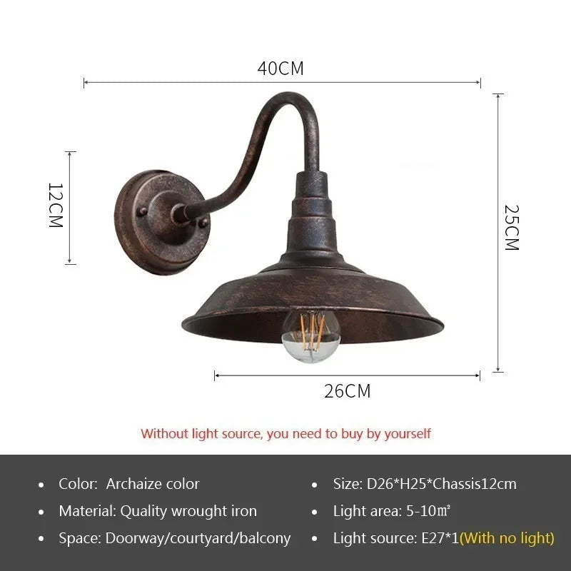 LOFTSOUL™ Vintage Wandleuchte – Outdoor-Lampe im Industrial Style (E27, mit Leuchtmittel)