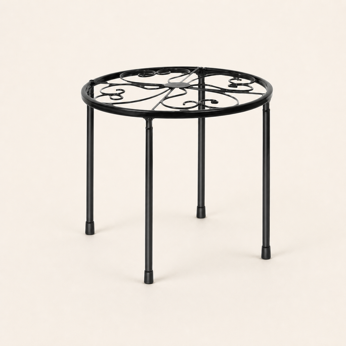 IRONFORM runder Pflanzenständer aus schwarzem Metall, 29 × 22 cm