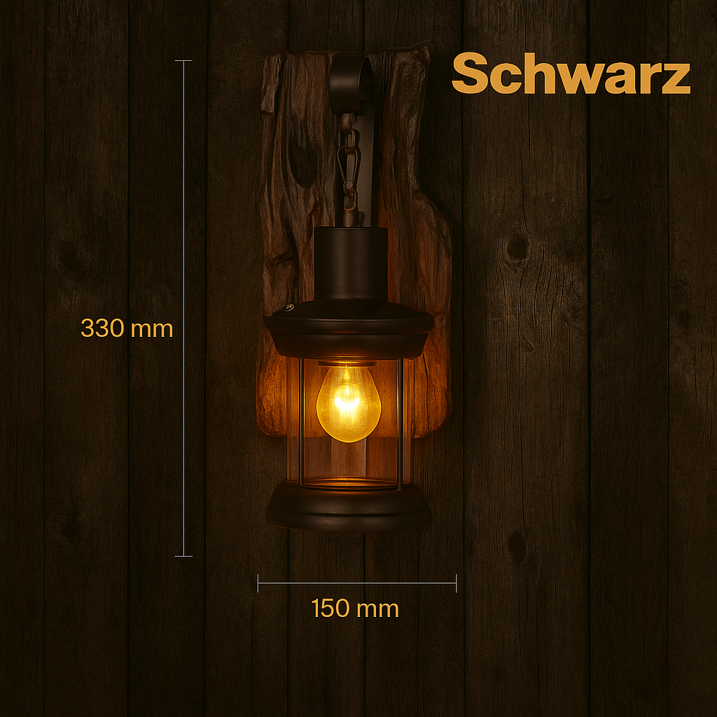 LOFTSOUL™ Vintage Wandleuchte – Wandlampe im Industrial Design aus Holz & Metall (E27, mit Leuchtmittel)