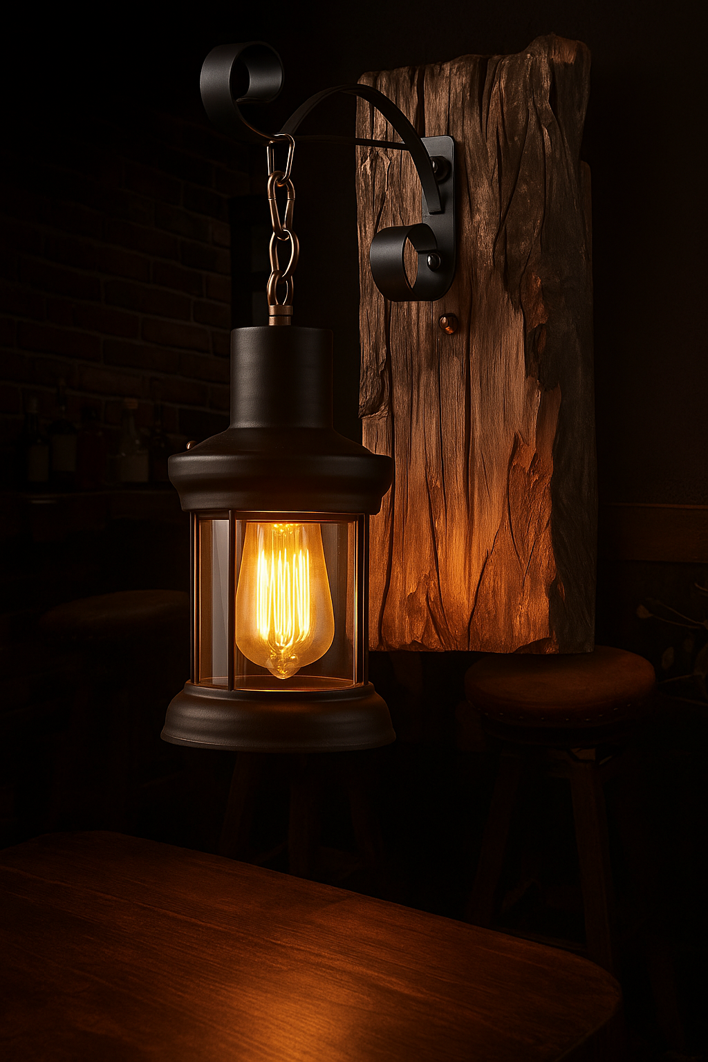LOFTSOUL™ Vintage Wandleuchte – Wandlampe im Industrial Design aus Holz & Metall (E27, mit Leuchtmittel)