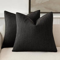 LOFTWEAVE Chenille-Kissenbezug in Schwarz, 45 × 45 cm