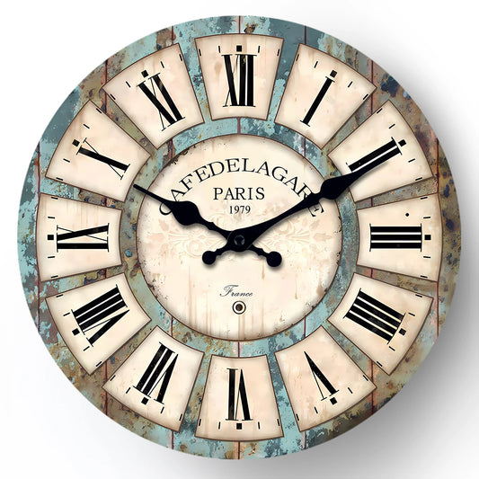 LOFTSOUL™ Vintage Wanduhr – Rustikale Holz-Uhr im Retro Design (3 Größen, ohne Batterie)
