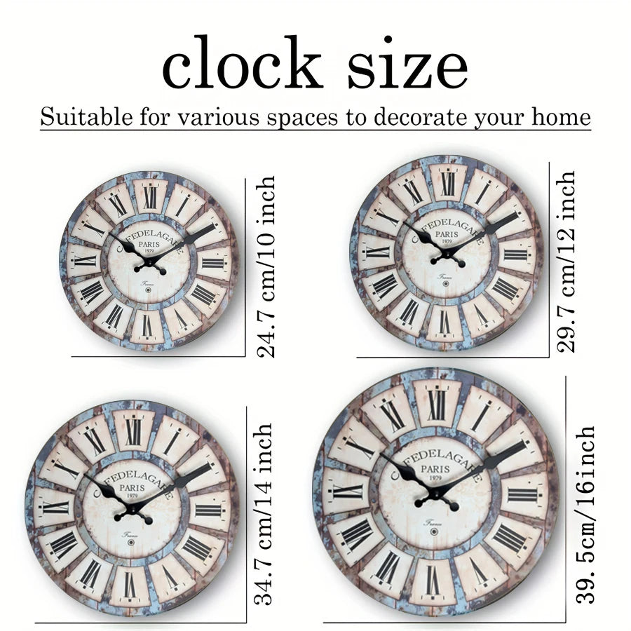 LOFTSOUL™ Vintage Wanduhr – Rustikale Holz-Uhr im Retro Design (3 Größen, ohne Batterie)