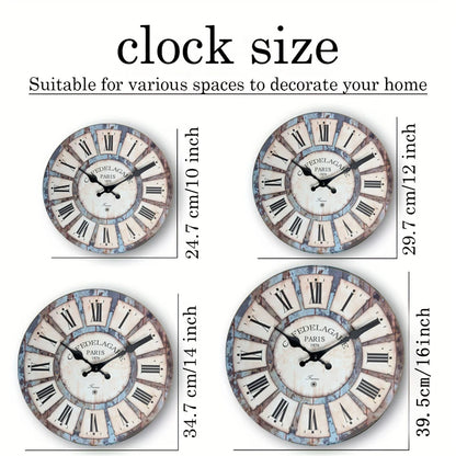 LOFTSOUL™ Vintage Wanduhr – Rustikale Holz-Uhr im Retro Design (3 Größen, ohne Batterie)