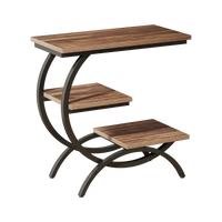 FORGEWOOD™ Beistelltisch in C-Form aus dunklem Holz und schwarzem Metall