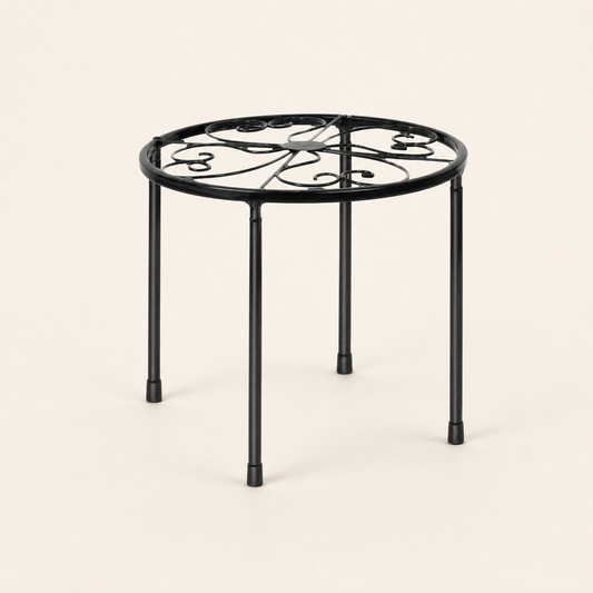 IRONFORM runder Pflanzenständer aus schwarzem Metall, 29 × 22 cm