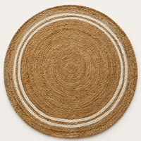 LOFTWEAVE runder Jute-Teppich Natur mit Zierstreifen – Freisteller