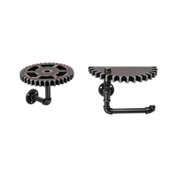 PIPEWORKS Wandregal-Set mit rundem und halbrundem Zahnradregal aus schwarzem Metall