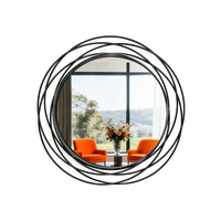 STEELVIEW runder Wandspiegel mit schwarzem Metallrahmen und 80 cm Außendurchmesser